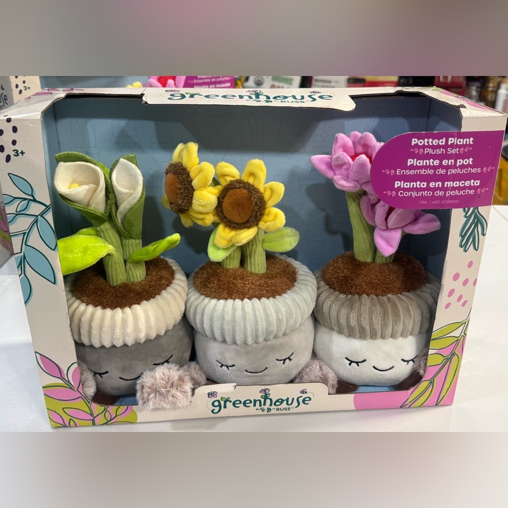 Greenhouse by Russ 12 Inch Plush Plants 3-pack Flowers New